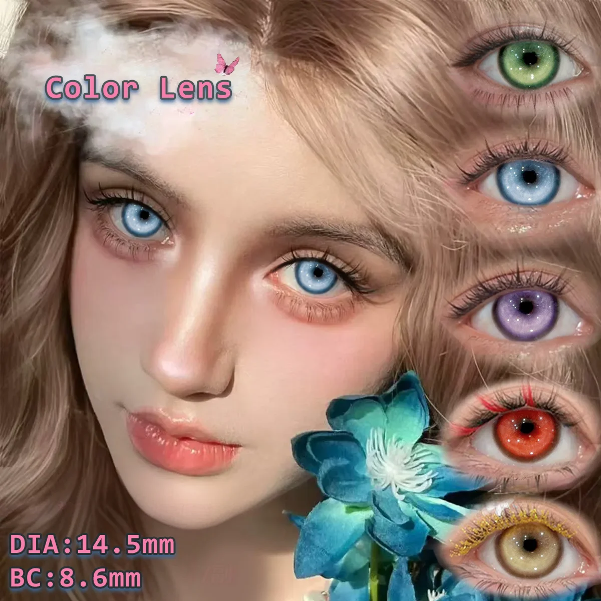 VISUASHOW Anime Cosplay Colored Contact Lenses Magic Pop Blue Cos Lenses Half Yearly Use Red Contacts Lens for Eye Beauty Makeup