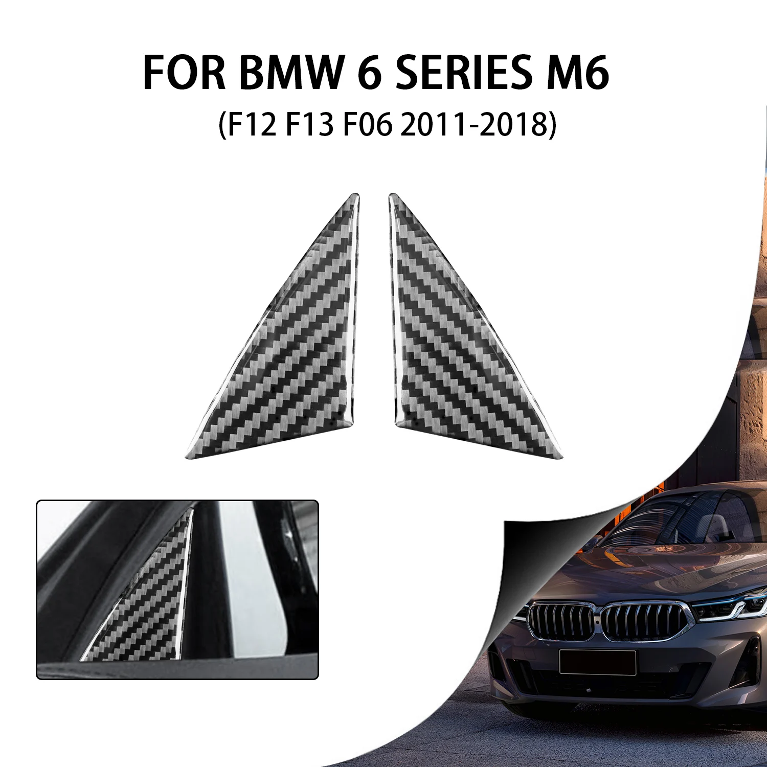 

Спортивные наклейки из углеродного волокна для BMW 6 серий M6 F12 F13 F06 2011-2018 м, дверные углы, а-столб, аксессуары для стайлинга интерьера автомобиля