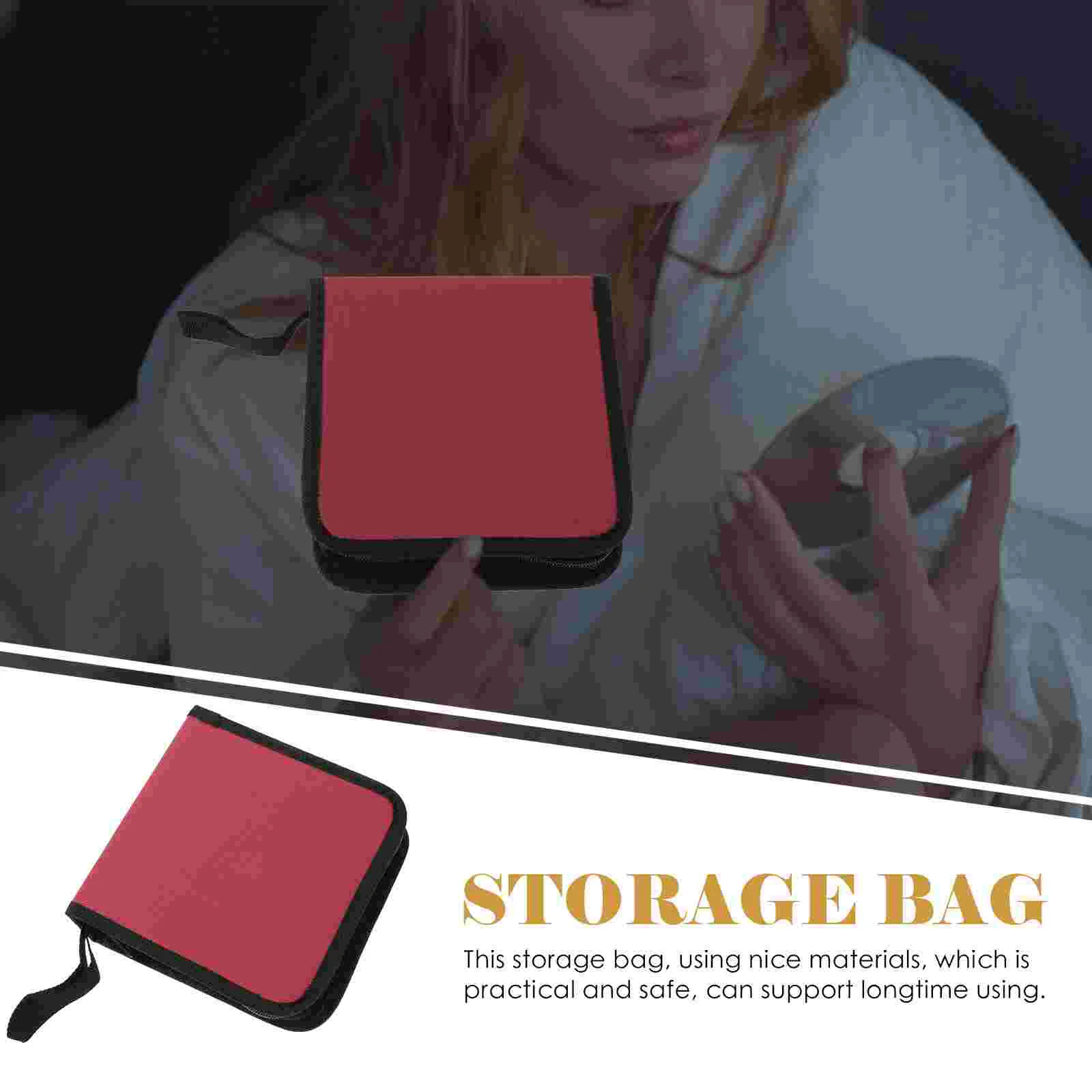 Portable CD Case Oxford Cloth Red CD Storage Bag for Safe Reusable DVD ganizer Compact Disc Holder Pouch Longtime Use