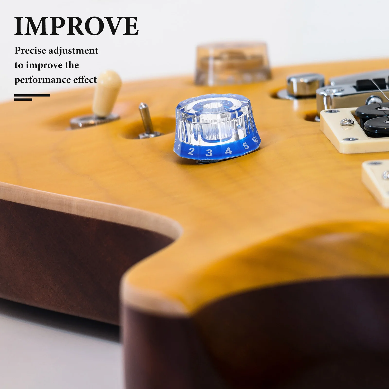 

4Pcs Guitar Volume Knobs Electric Bass Replacement Parts Acrylic Control Knobs Smooth Operation Precision Adjustment for