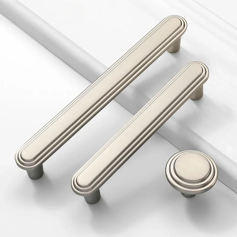 Nickel Brushed Wardrobe Pull Vanity TV Cabinet Handle Minimalist Cabinet Door Handles Drawer Single-Hole Knob Furniture Hardware