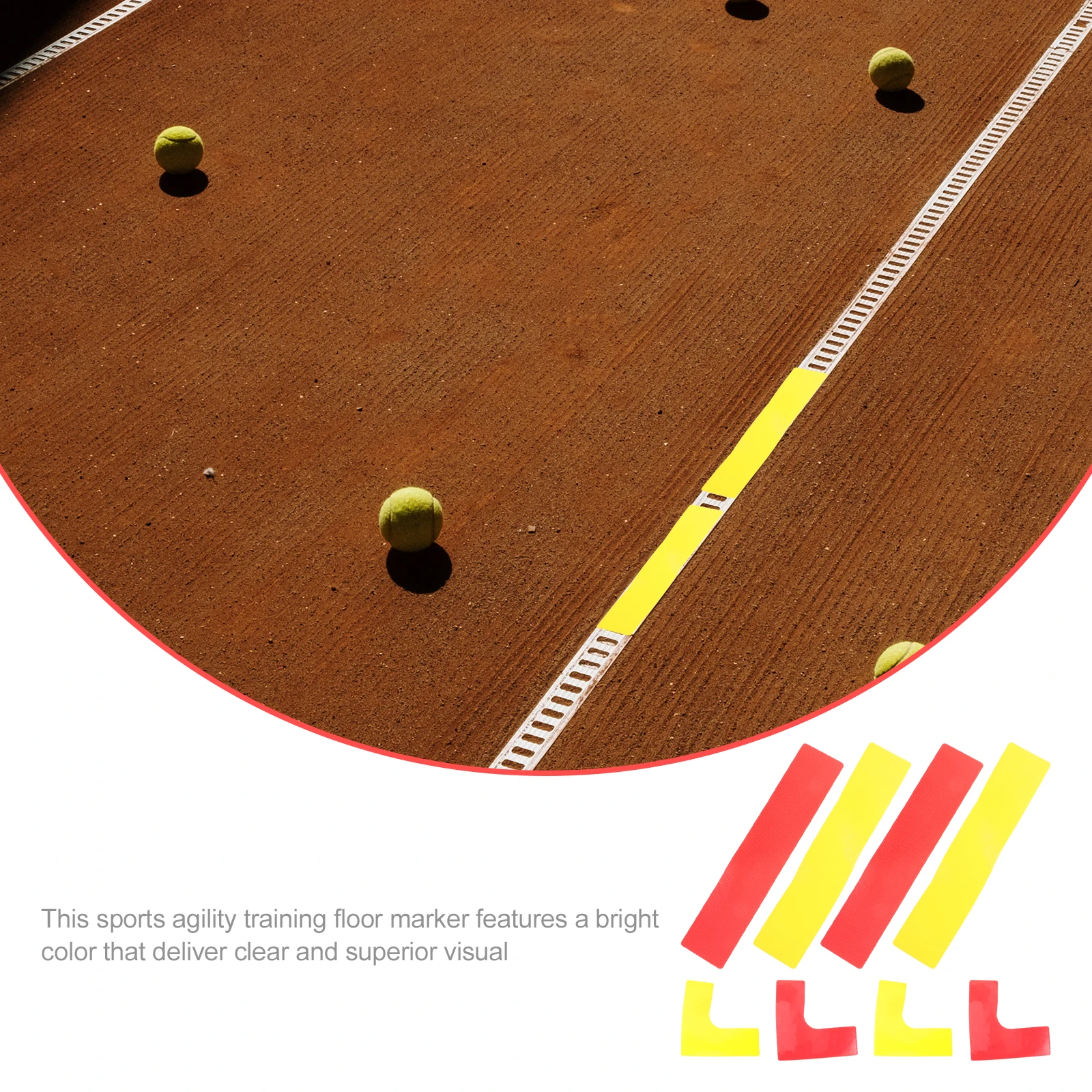 

8pcs Court Marking Lines Tennis Training Aids Soccer Football Marker Signs Red Yellow TPE Material Lightweight Sports