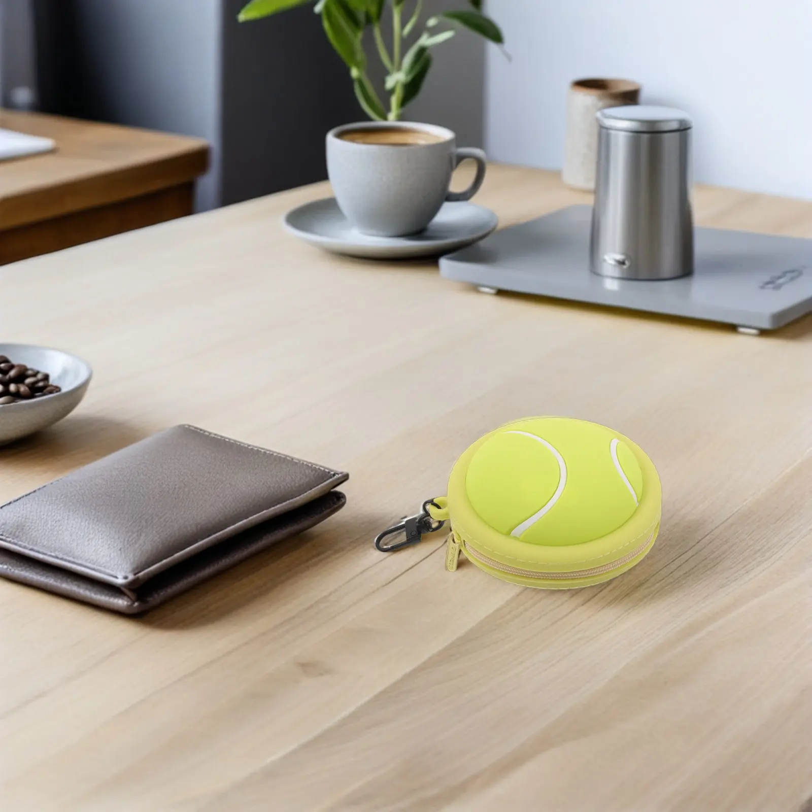 

Mini Silicone Tennis Coin Storage Bag Zipper Wallet Sports Pendant Case for Earphones Keys Small Travel Coin Purse Protective