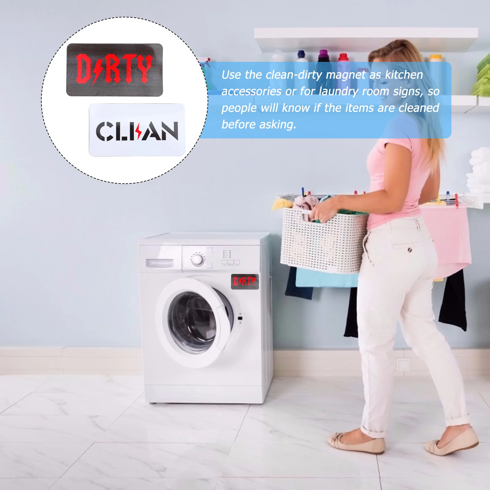 1 قطعة نمط فريد من نوعه غسالة الصحون المغناطيس علامة نظيفة المزدوج الجانب المؤشر المغناطيسي للغسالة الثلاجة علامة مغناطيسية مزدوجة الجانب #1