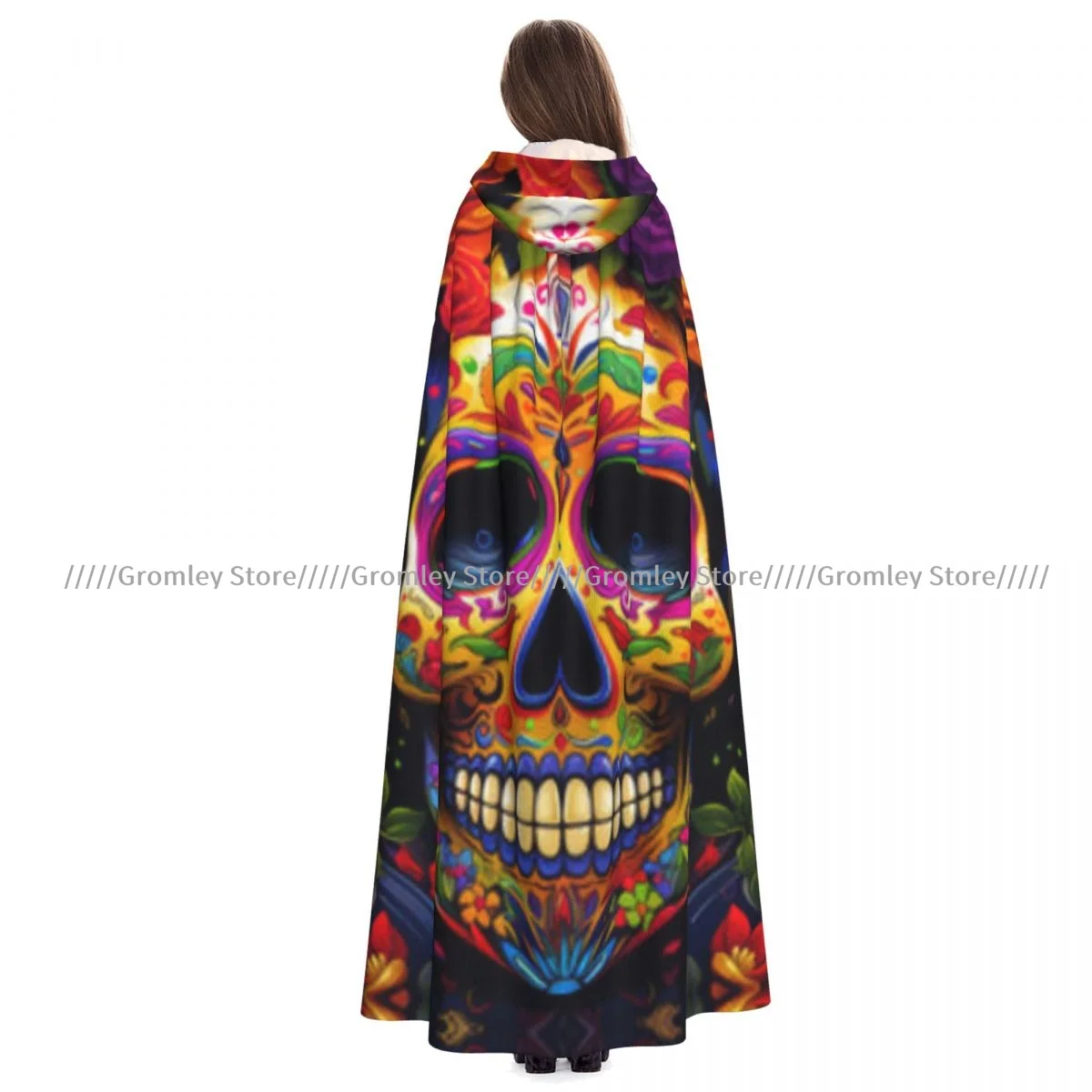 

Средневековый плащ для косплея на Хэллоуин, пальто с капюшоном Dia De Los Muertos, мексиканский день мертвых, накидка, длинный плащ, костюм волшебника, плащ