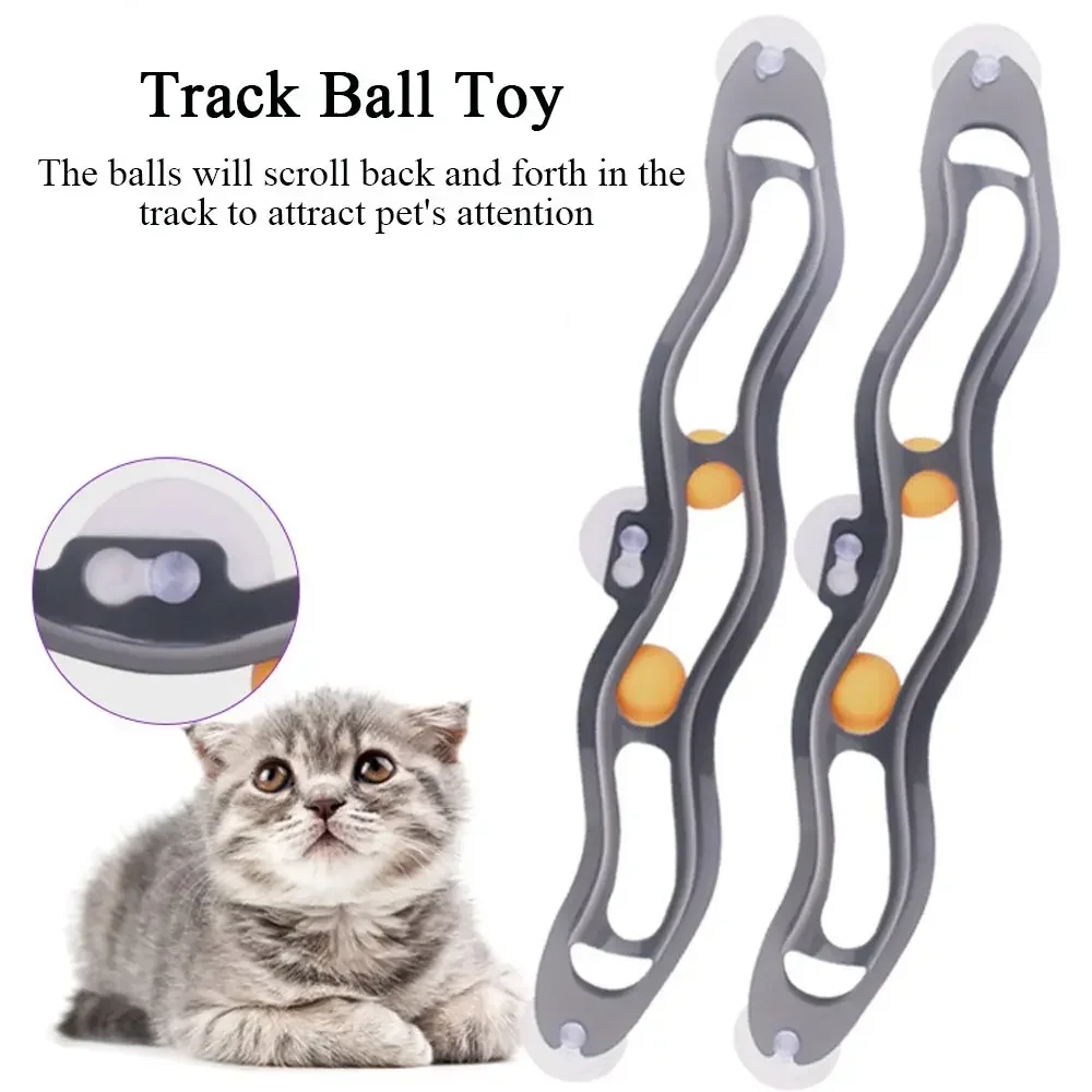 

Plastic Sucker Cat Toy Track Ball Pet Accessories Window Table Tennis Adsorption Glass Cat Toy Funny Cat Educational Toys Supply