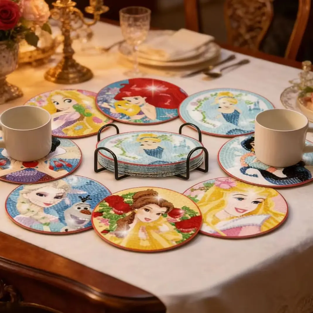 

Alice in Wonderland Series Princess DIY Diamond Painting Coasters with Holder Cartoon Character Souvenirs New Arrival