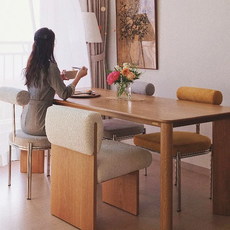 Rectangle dining table Small apartment ash wood dining table Restaurant table and chair combination