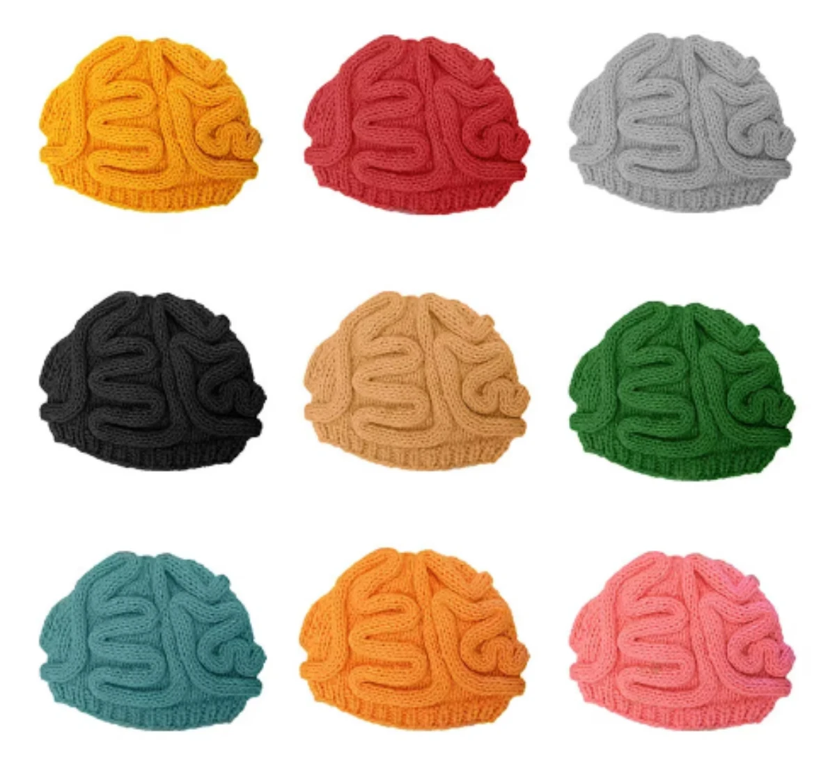 Funny hat brain elastic hat fashionable funny Halloween party hand-knitted brim personalized brain hat pullover warm hat cool