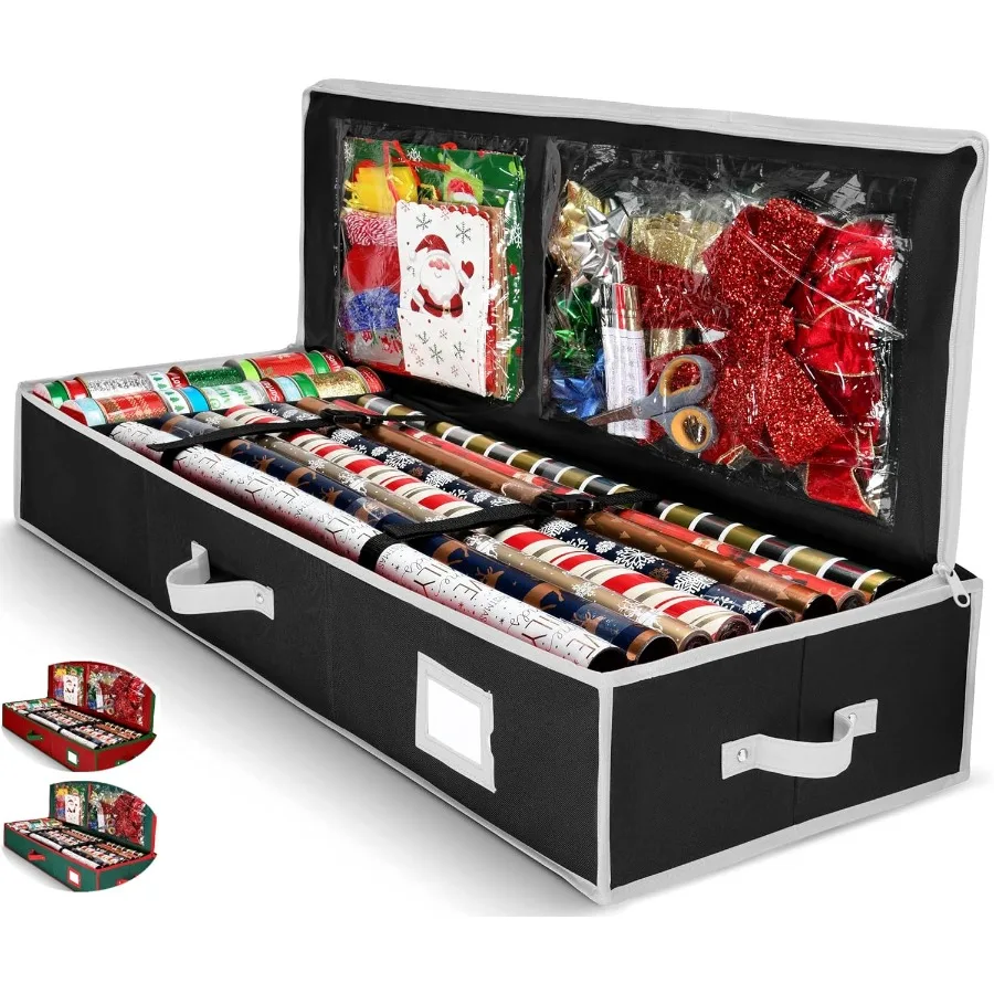 

Wrapping Paper Organizer Storage for Christmas Gifts Wrapping Paper 6 Colors Underbed Storage Container with Interior Pockets F