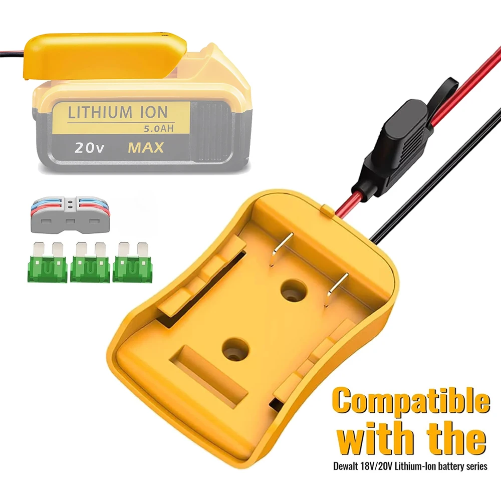 Power Wheels Adapter for Dewalt 20V Battery Adapter with Switch Fuse & Wire Terminals 12AWG Wire DIY Ride On Truck RC Car Toys
