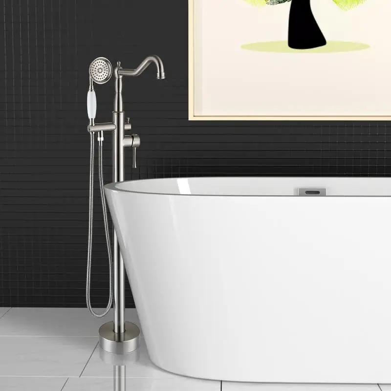 

Freestanding Bathtub Faucet with Handheld Shower Attachment, Modern Design, Easy Installation and Adjustable Spray Settings