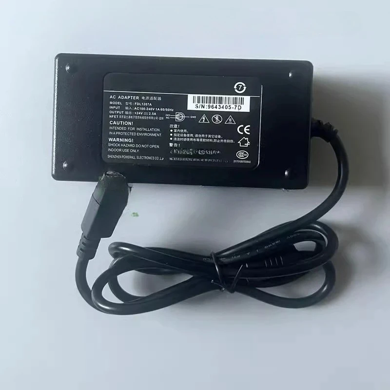 FDL Label Printer Cash Register Adapter 24V2.5A Power Cord FDL1204A Round Port 3 Pin
