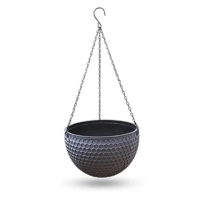 New Plastic Imitation Weaving Flower Pot Self Absorbent Hanging Hydroponic Flowerpot Garden Decoration Outdoor Flower Basket