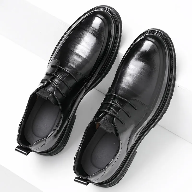 Zapatos de cuero genuino para hombre, calzado Formal de negocios, estilo británico, elegante, informal, de lujo, Social