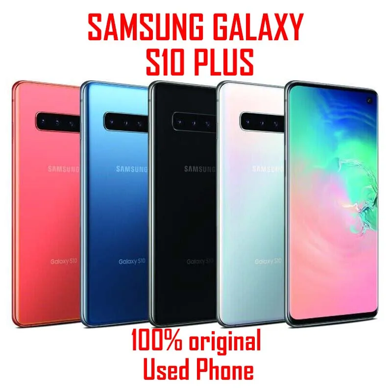 هاتف سامسونج جالاكسي S10 + S10 Plus G975U G975F 4G WIFI 6.4 بوصة 8 جيجابايت رام 128 جيجابايت روم 12 ميجابكسل * 2 + 16 ميجابكسل + 10 ميجابكسل + 8 ميجابكسل NFC أصلي S10 + هاتف ذكي