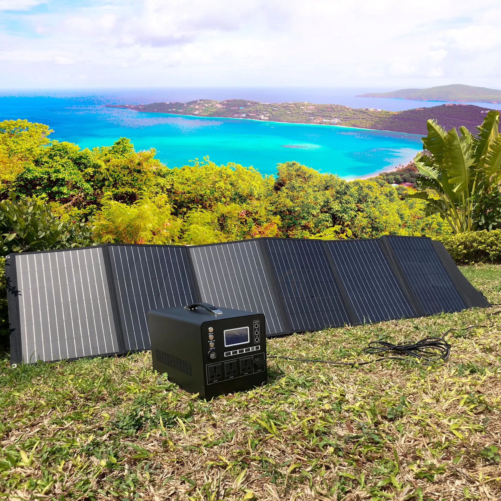 1000 watt portable power station with 400 watt solar panel large capacity emergency power supply for TV and home lights view 4