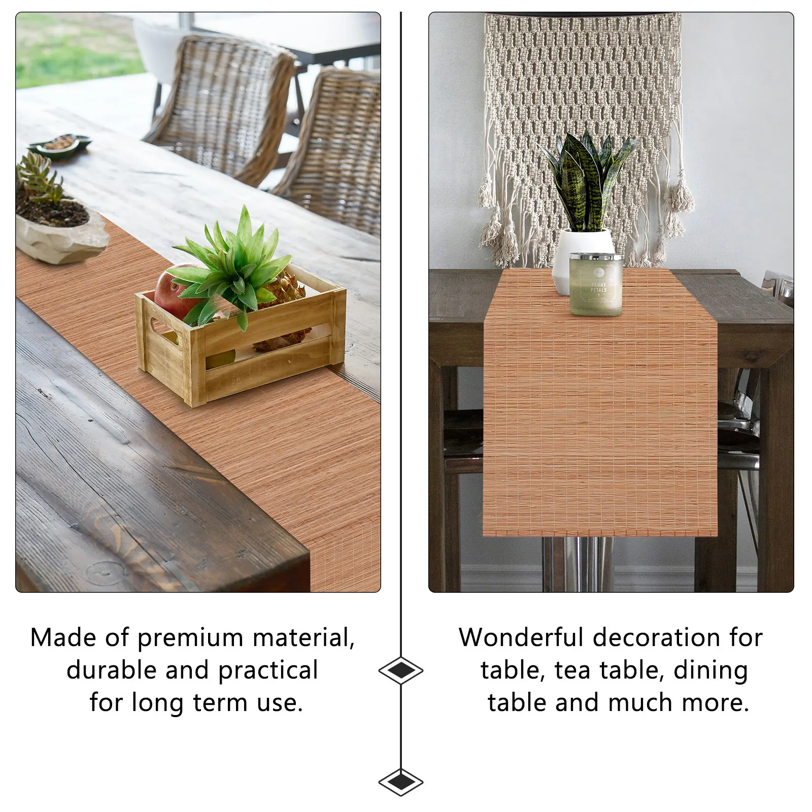 

Bamboo Tea Mat Rustic Decor Table Runner Tablecloth Woven for Teamat Dinner Party