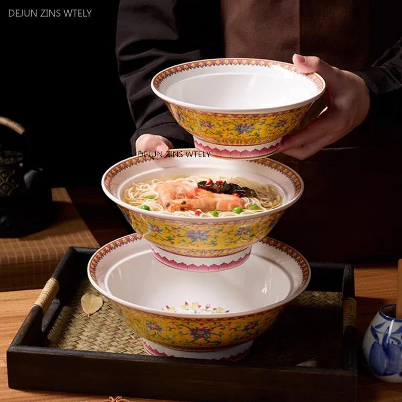 Retro Melamine Ramen Bowl Not Easily Broken Plastic Salad Bowl Home High-temperature Resistant Noodle Bowl Kitchen Accessories