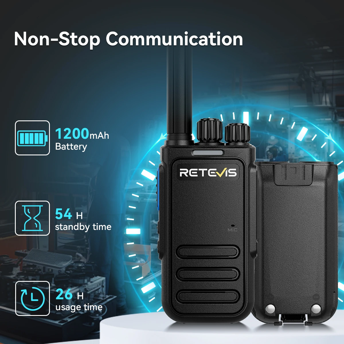 Retevis MateTalk B64 Walkie Talkie PMR Tragbares Funkgerät Rauschunterdrückung Langlebiges VOX TypeC Mehrsprachiges Radio für die Fabrik – Detail 5