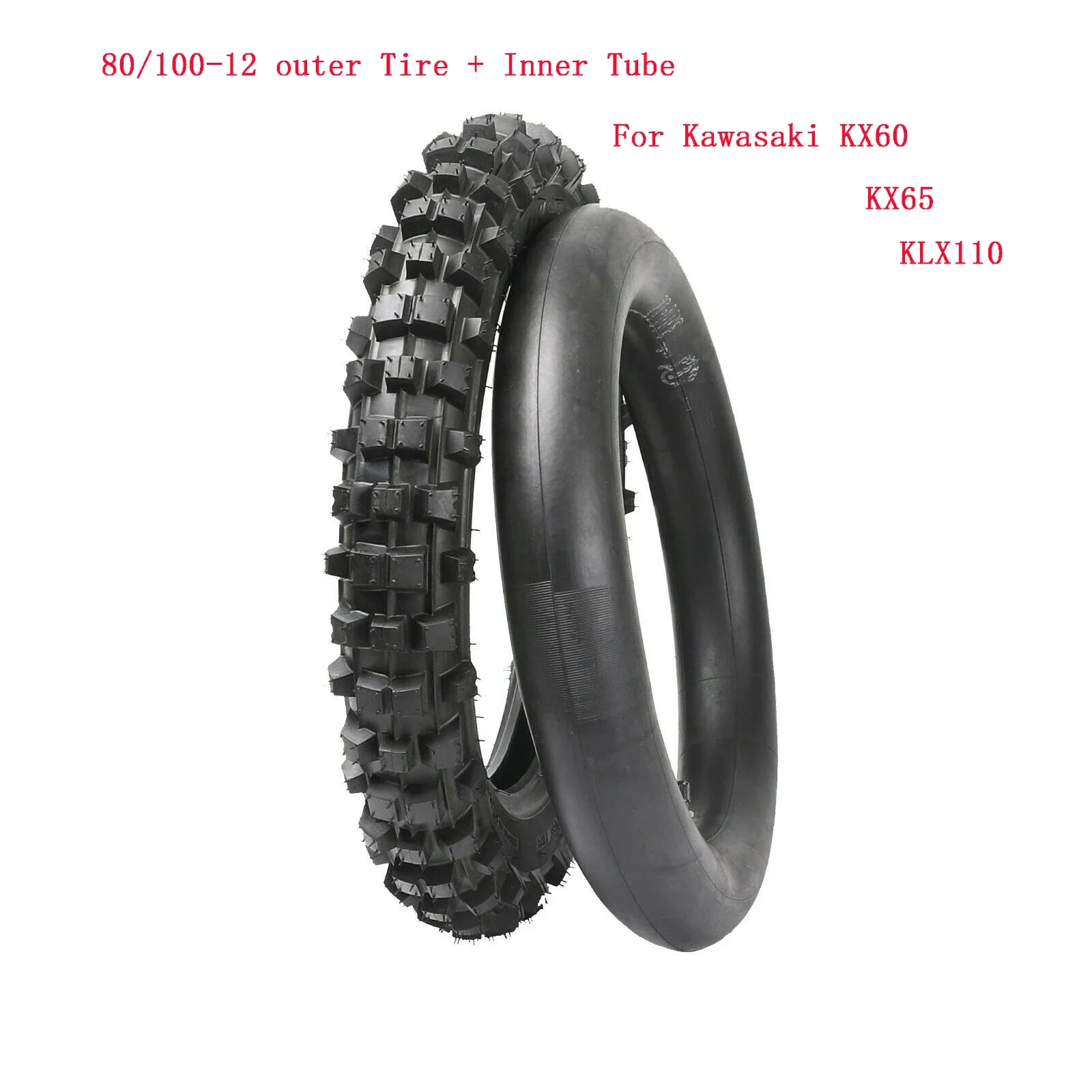 3.00-12 Inch Rear Tire 80/100-12 Tire +Tube For Kawazaki KX60 KX65 KLX110 Pit Dirt Bike Motorcycle Replacement