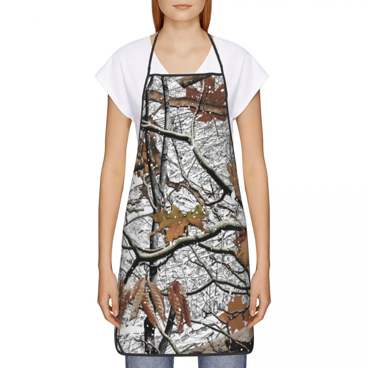 Custom Unisex Hunting Camo Tree Camouflage Snow Pattern  Chef Cooking Baking Apron Men Women Tablier Cuisine for Gardening