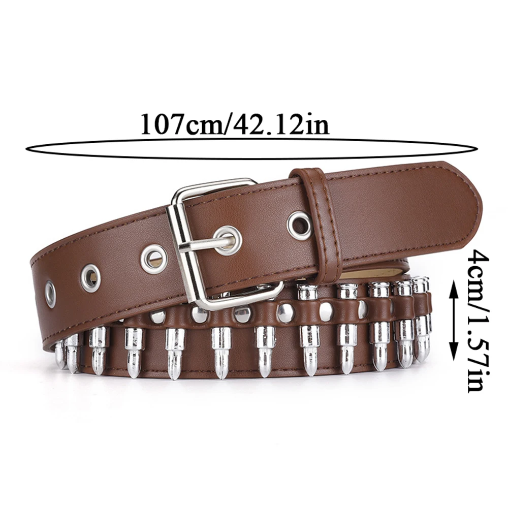 Hollow Bullet Decoration Belt Fashion Men Belt Punk Hip Hop Rock  Wild Adjustable Women Punk Black Belt Ladies PU Leather Belts