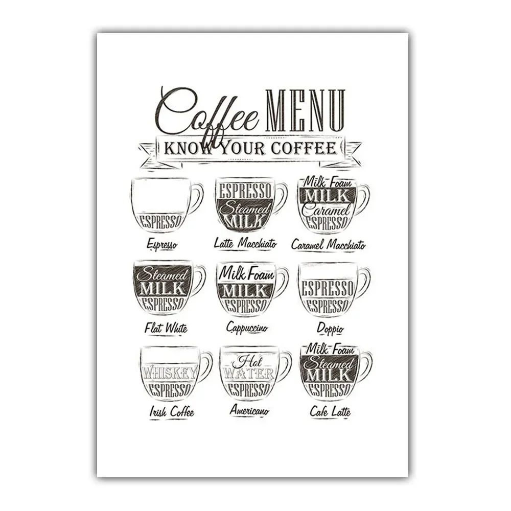 Metal Tin Sign Graffiti Art Chalk Painting Canvas Painting Bar Restaurant Wall Art Hot Coffee Menu Poster Living Room Home Mural