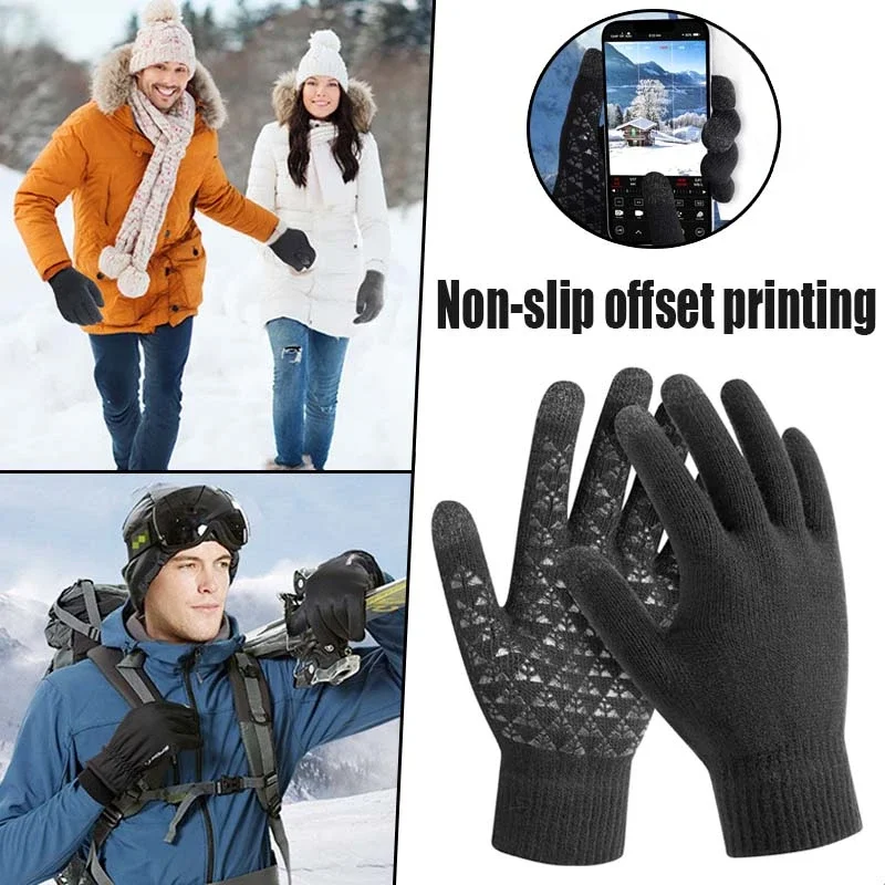 

Женские и мужские теплые зимние перчатки с сенсорным экраном, холодные теплые шерстяные вязаные перчатки, шерстяные перчатки с полным пальцем для бега, езды на велосипеде, вождения
