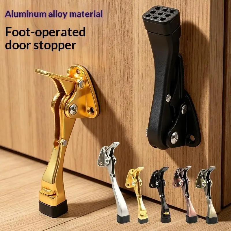 Kick Down Door Stopper Anti Collision Easy Operate Pedal Floor Holder 1Pcs Metal Hardware for Kids Room Elderly Use
