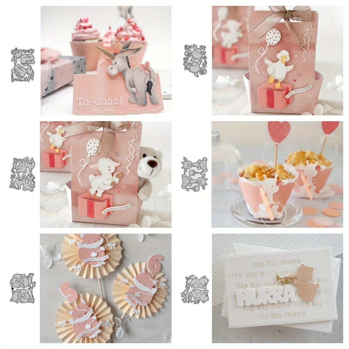 2025 neue Ankunft Fuchs Bär Esel Schafe Giraffe Ente Metall Schneiden Stirbt für DIY Scrapbooking Karte, Der Schablonen Fotoalben