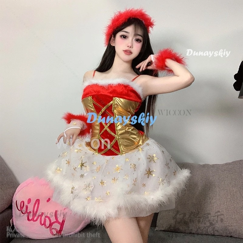 2024 Christmas Costumes Sexy Dress Nightclub Skirt Lingerie Transparent Underwear Lolita Women Headband For Girls Customized