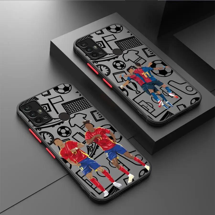 حافظة بحافة سوداء لهاتف سامسونج جالاكسي A35 A36 A25 A26 A73 A53 A24 A34 A54 A21s A52 A56 A22 كرة قدم رياضية كارتونية