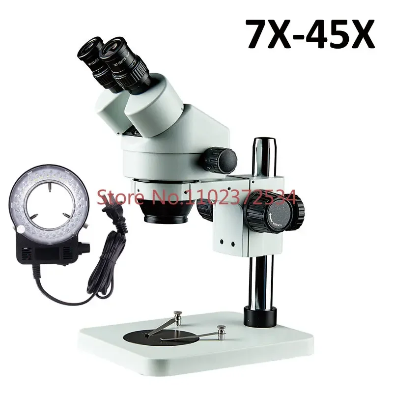 China LED Ring Light Vertical Pole Stand Stereomicroscope Simul Focus Radio Manual Binocular Compound Stereo Microscope