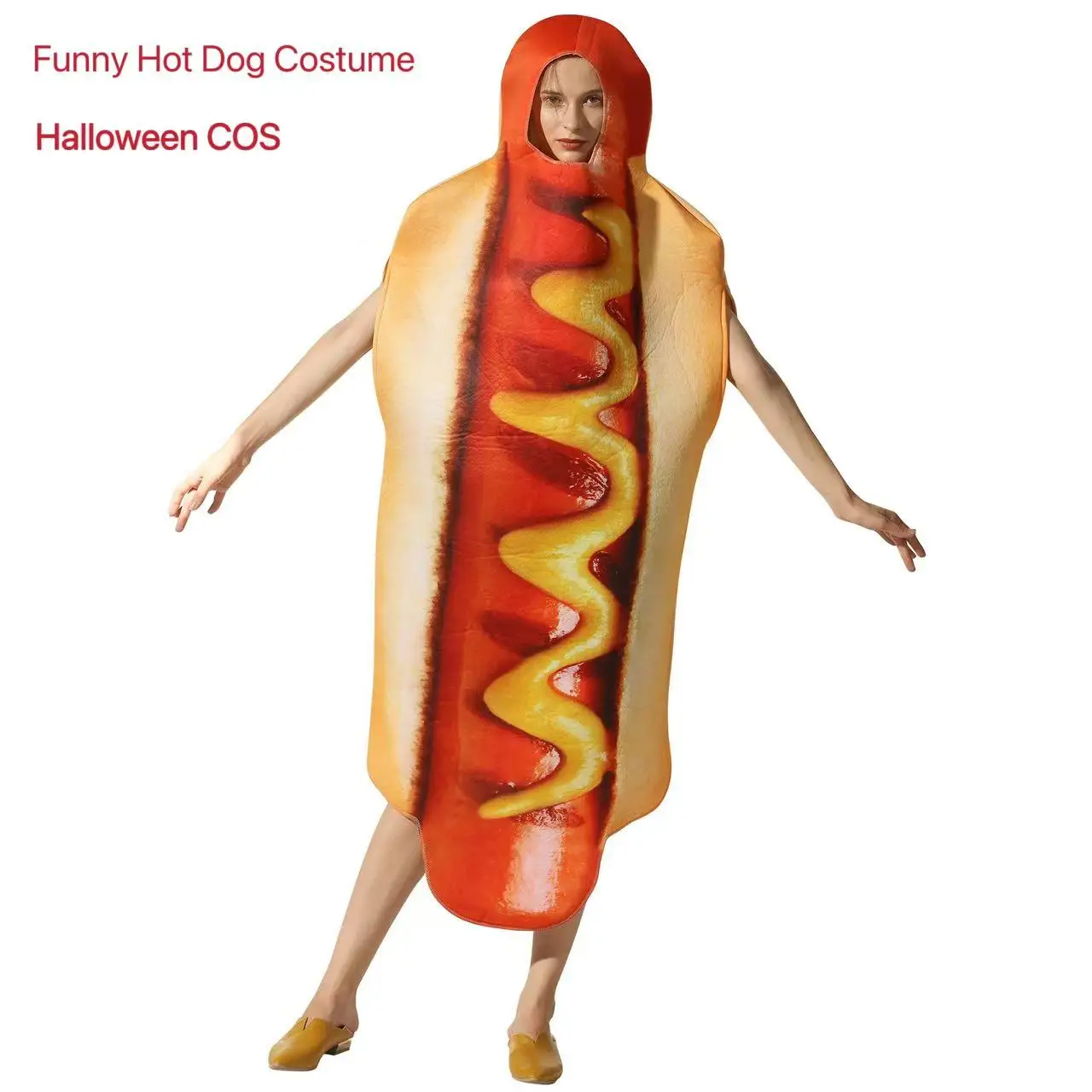 

Novelty Funny Hot Dog Cosplay Costume for Halloween Event Decorations Spoof Carnival Party Stage Performance Props Clothing