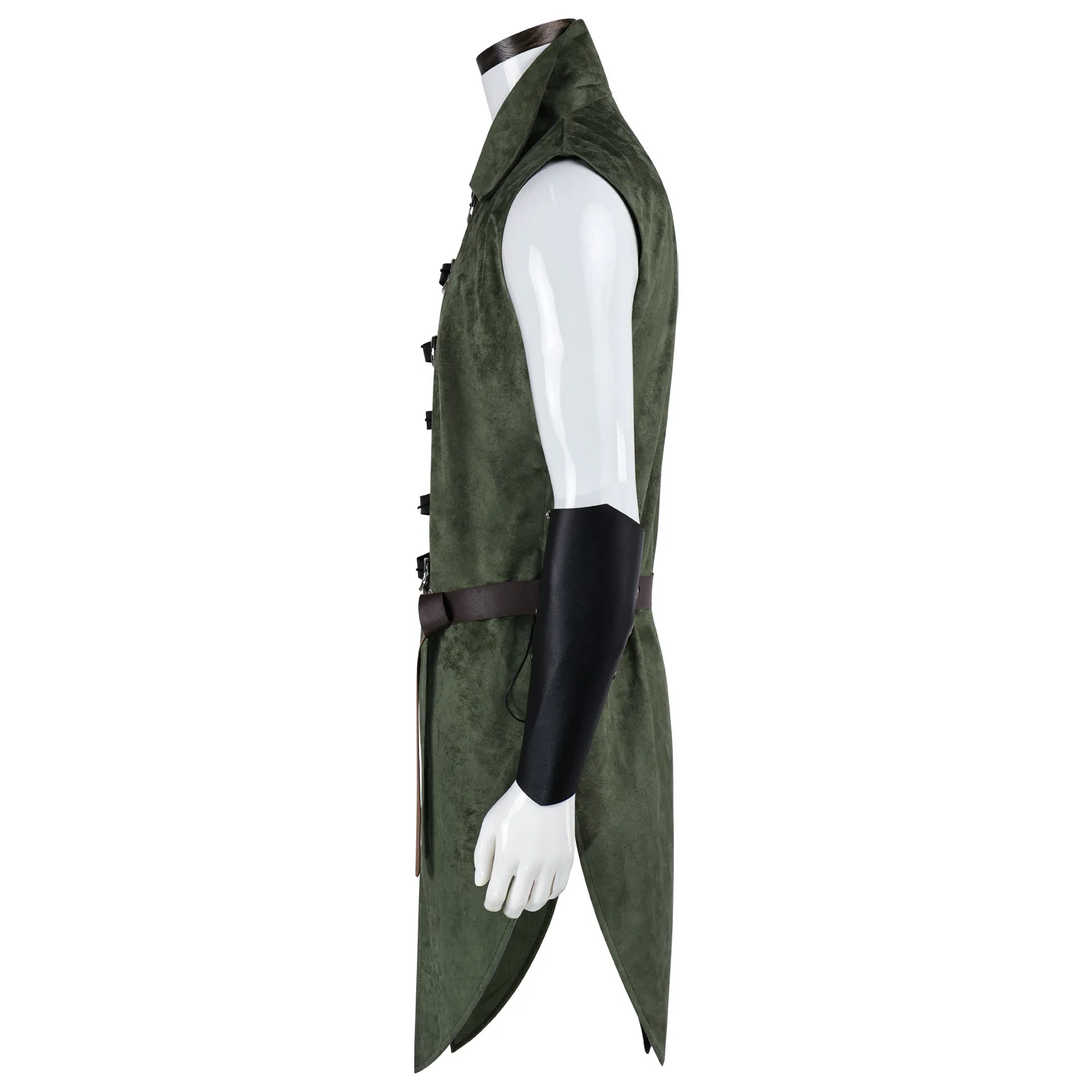Men Medieval Retro Elf Long Vest Set Waist Cincher Wrist Guards Ranger Stage Cosplay Performance Costume view 4