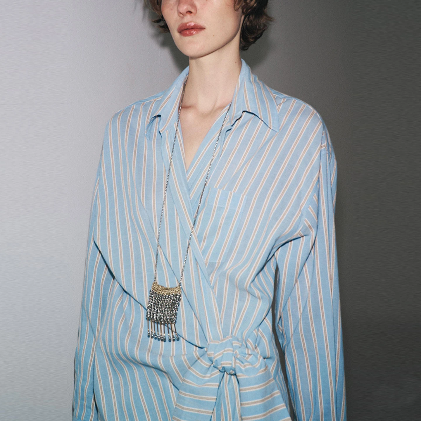 فستان نسائي أنيق من زادايت بتصميم مخطط وصف أزرار مزدوج، متعدد الاستخدامات وذو طابع شخصي، إصدار جديد لعام 2025 من ألياف البولي...