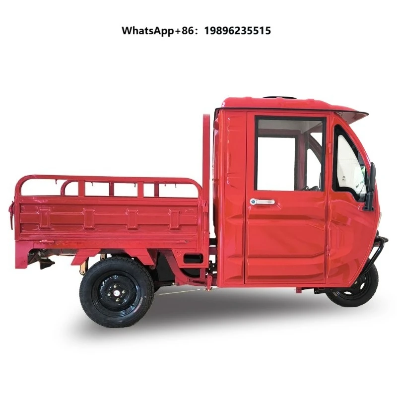 OEM Cargo Motorized Tricycle 3-Wheel Farm Transport Closed Cabin Commercial Electric Rickshaw 1000W 500kg+ Payload 90km+ Range