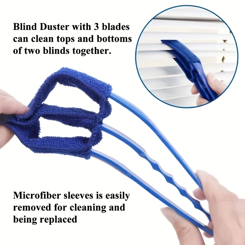 1 Set Blinds Cleaning Brush with Replacement Cloth, Dust Removal Cleaner for Blinds Air Conditioner Curtain Car Gap