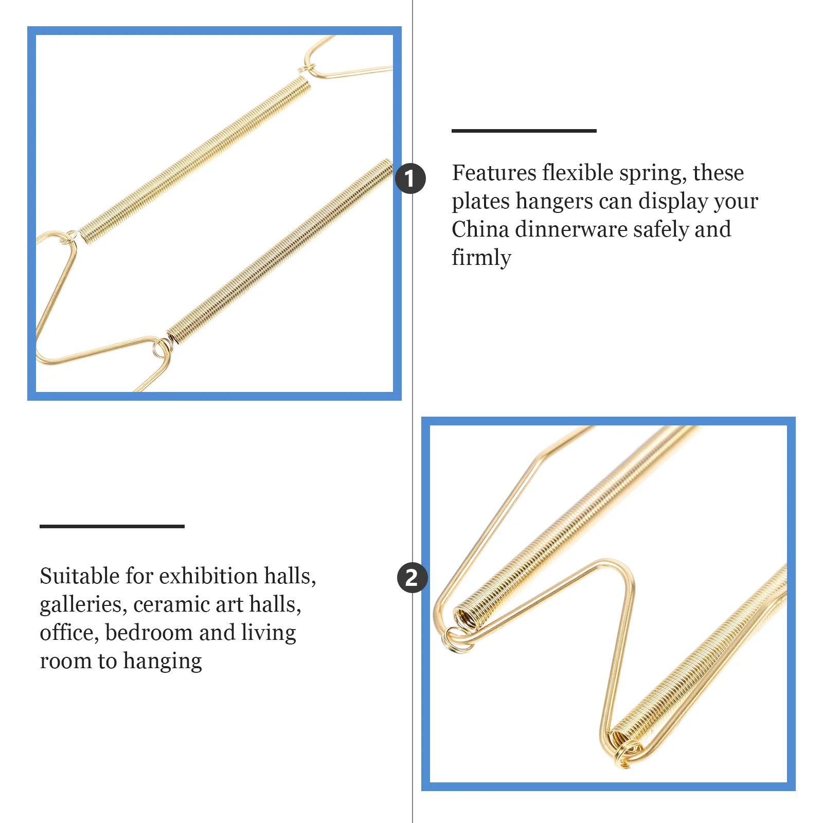 

10pcs W8x5+W10x5 for Plate Spring Hanger For Decorative Plate Hook Plates Wall Hanger Strong Steel Display Holder Gallery