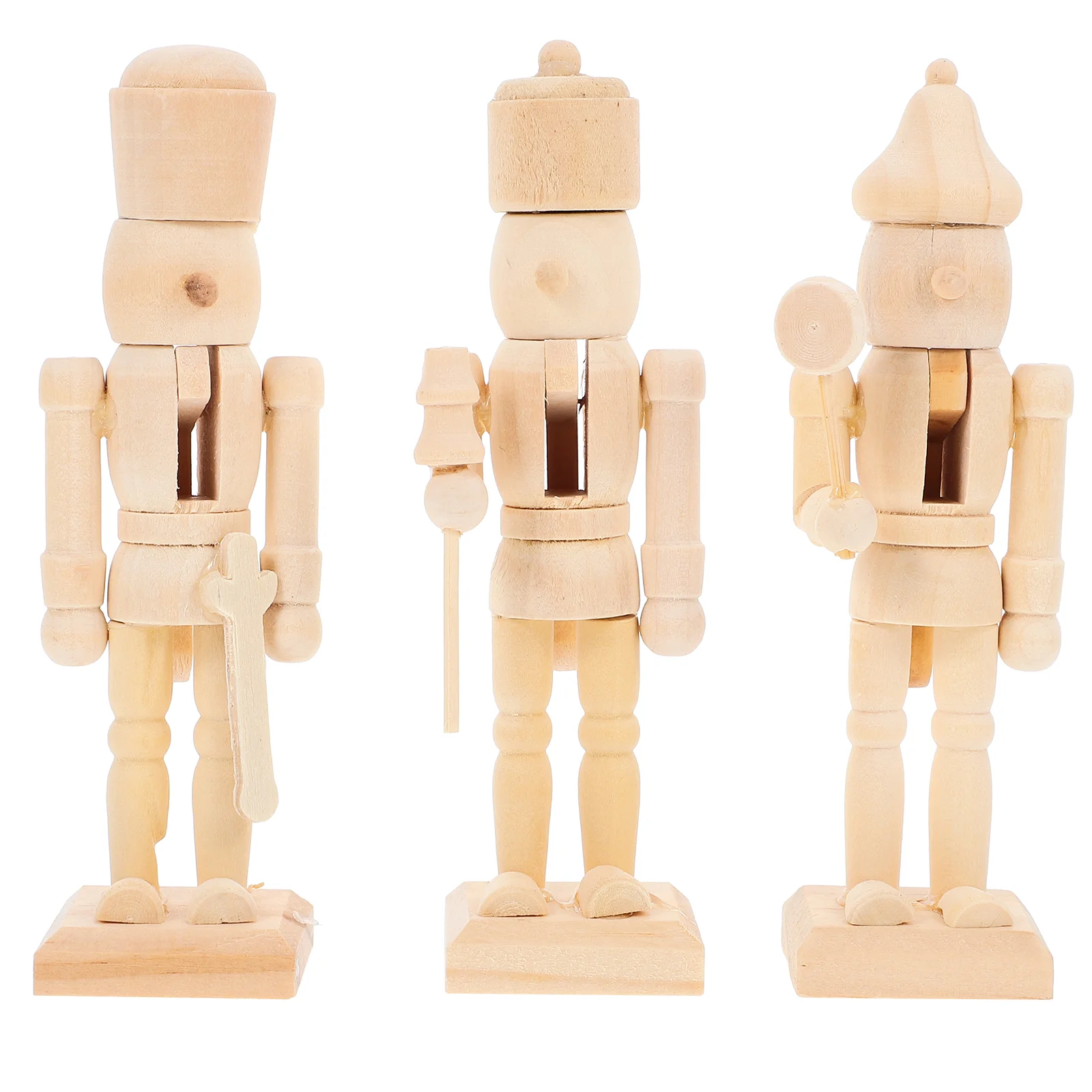

3 Pcs Outdoor Christmas Decor Nutcracker Puppets Ornaments Soldier Halloween Wooden Child