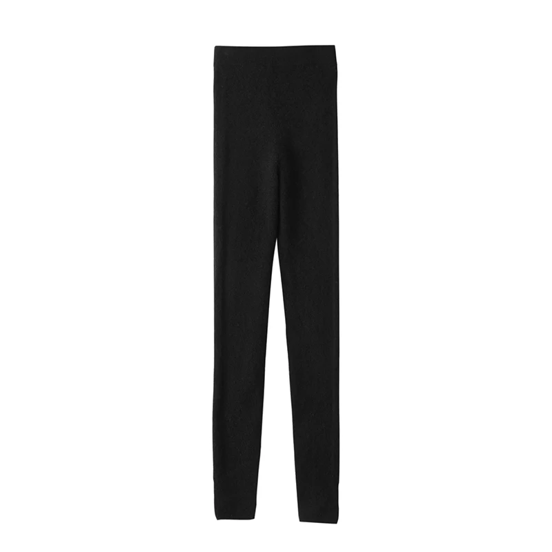 100Pure Cashmere High Waist Slim Fit Knitted Trousers Women's Autumn Winter Long Pants Medium Warmth Solid Color pants for woman