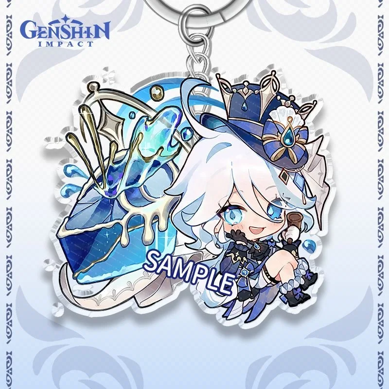 Game Genshin Impact Furina Focalors Keychain Anime Accessories Pendant Prop Badge