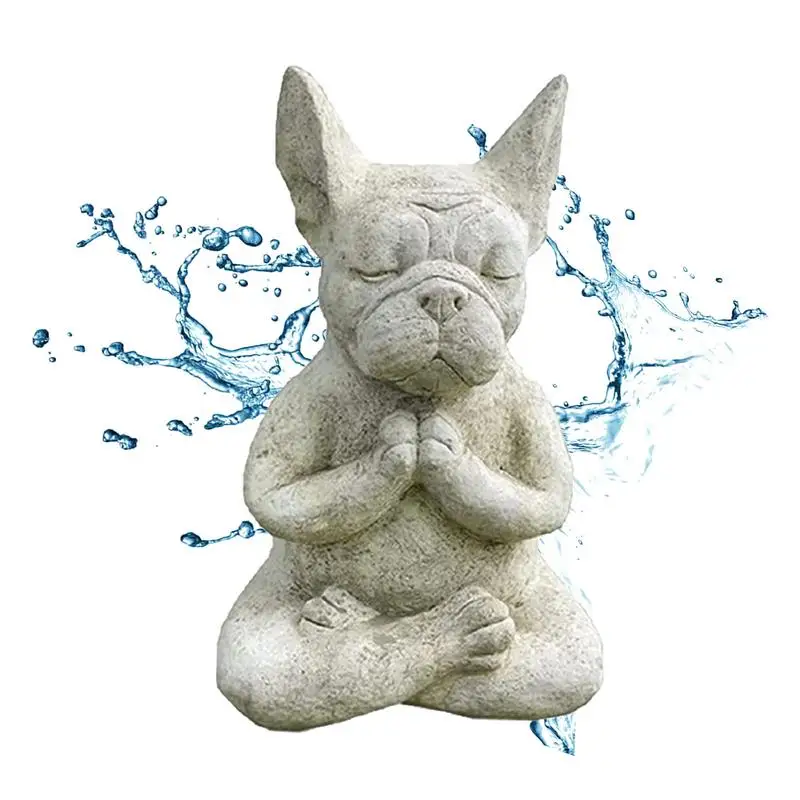 Meditating French Bulldog Statue Cute Resin Statue Decor Decorative Waterproof Home Ornaments For Lawn Backyard Table Mantle