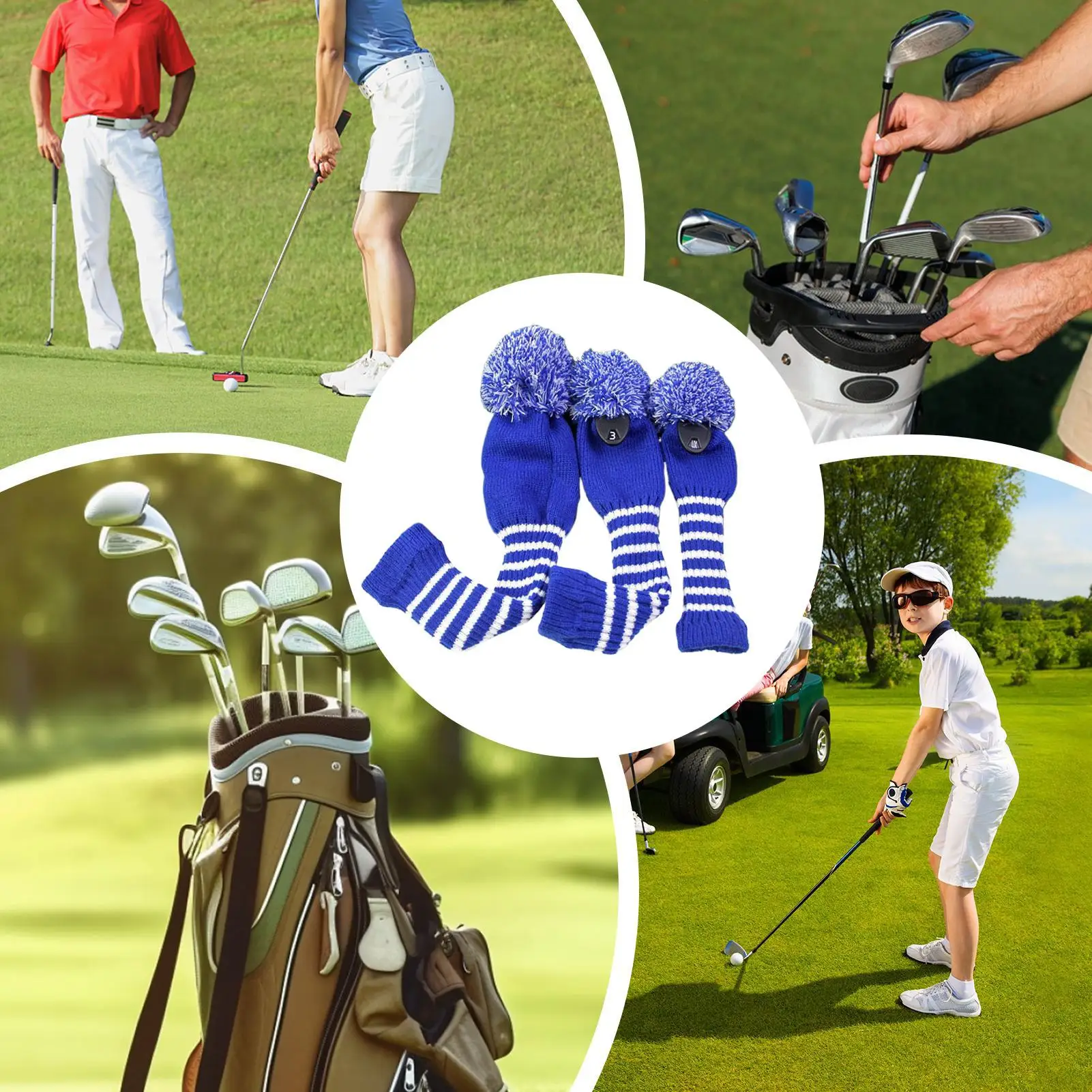 

Golf Club Head Covers Driver Covers For Golf Clubs 3 Pieces Precise Fit Protectors Knitted Sport Equipment Supplies For Backyard