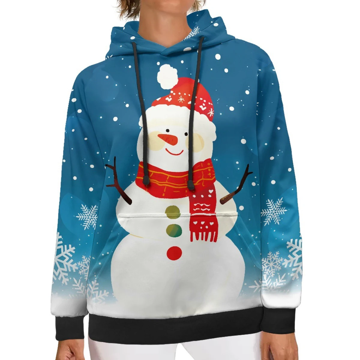 크리스마스 후드 스노우맨 3D 프린트 여성 캐주얼 후드티 스트리트 크리스마스 풀오버 Y2K 탑 트랙수트 유니섹스 코트 의류