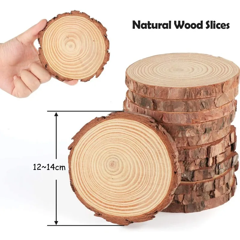 7-16CM Thick Natural Pine Round Unfinished Wood Slices Circles With Tree Bark Log Discs DIY Crafts Wedding Party Painting 1-10pc