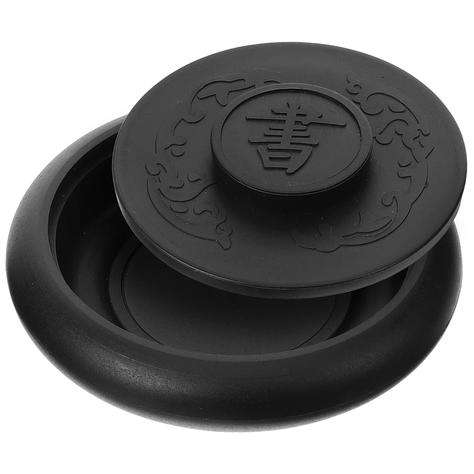 Ink Ancient Horse Inkstone Chinese Inkslab for Drawing Preserve Black Lidded