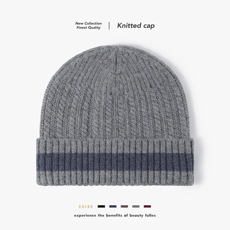 Autumn and Winter Color-Blocked Unisex Beanie for Men and Women, Outdoor Warm Cross-Border Woolen Hat