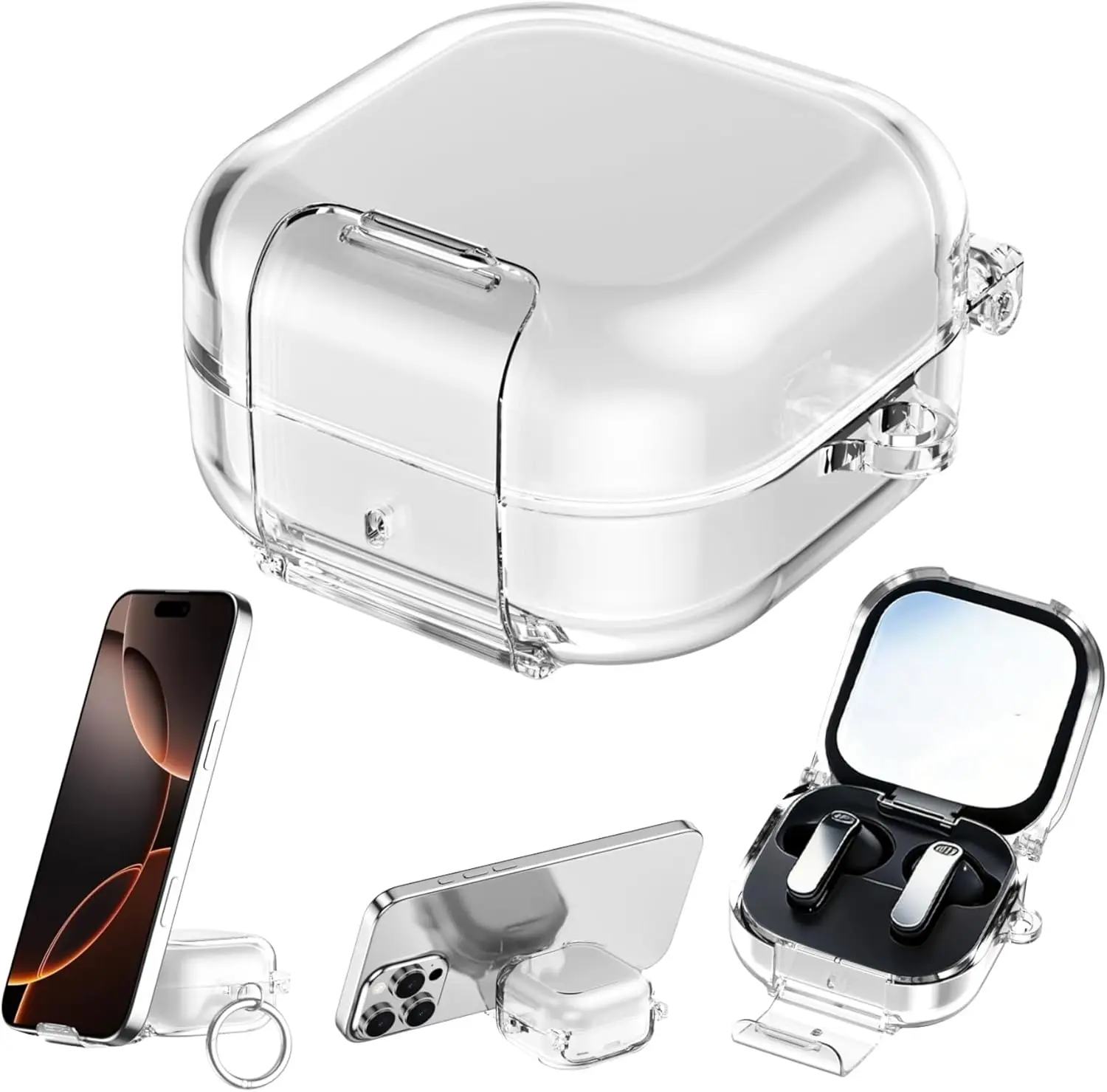 Secure Lock Case for Samsung Galaxy Buds 4 Pro / Galaxy Buds 4 with Phone Stand, One-piece Design